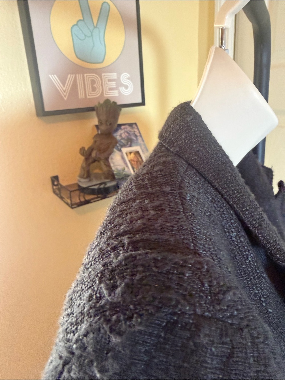 Bloomingdale's Area Stars Black Tweed Double-Breasted Blazer with Gold Buttons - Picture 6 of 12